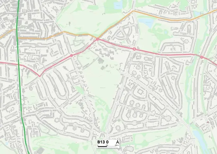 Gerahmter Druck : Birmingham B13 0 Karte Gerahmter Druck : Birmingham B13 0 Karte