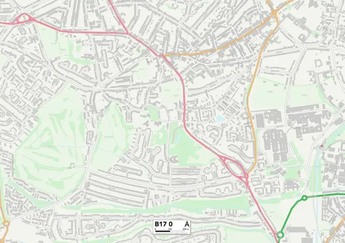 Gerahmter Druck : Birmingham B17 0 Karte Gerahmter Druck : Birmingham B17 0 Karte