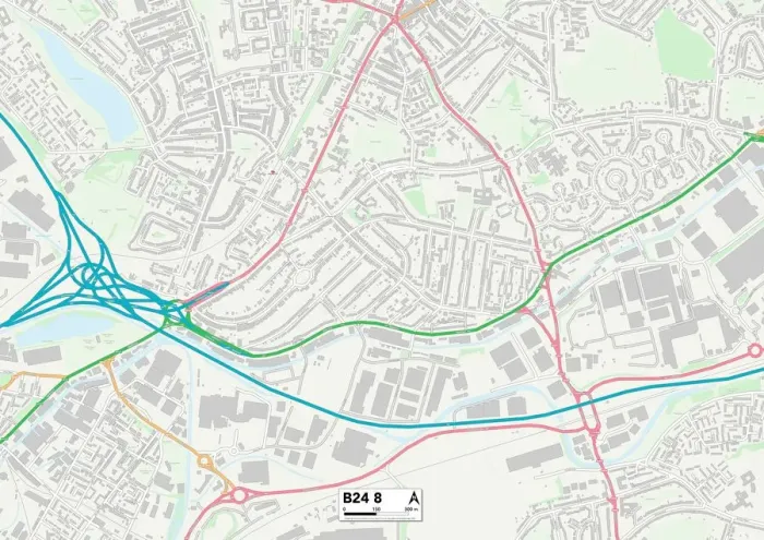 Gerahmter Druck : Birmingham B24 8 Karte Gerahmter Druck : Birmingham B24 8 Karte