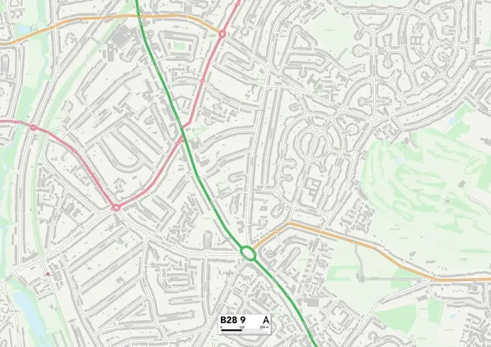 Gerahmter Druck : Birmingham, B28 9 Karte Gerahmter Druck : Birmingham, B28 9 Karte