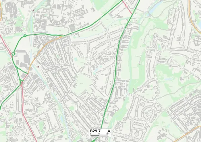 Gerahmter Druck : Birmingham B29 7 Karte Gerahmter Druck : Birmingham B29 7 Karte