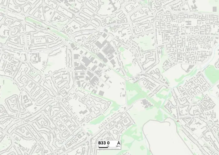Gerahmter Druck : Birmingham B33 0 Karte Gerahmter Druck : Birmingham B33 0 Karte