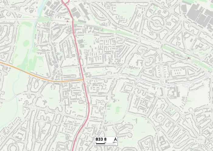 Gerahmter Druck : Birminghams B33 8 Karte Gerahmter Druck : Birminghams B33 8 Karte