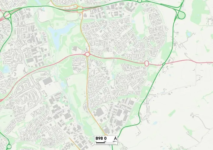 Gerahmter Druck : Redditch B98 0 Karte Gerahmter Druck : Redditch B98 0 Karte