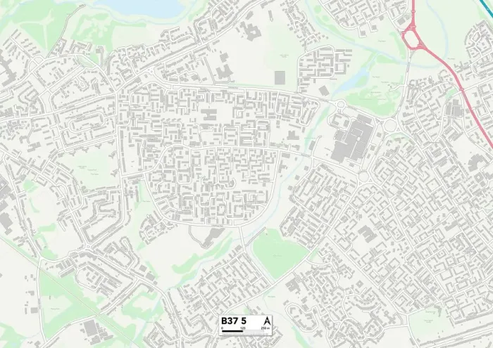 Gerahmter Druck : Solihull, B 37, Kartenauszug Gerahmter Druck : Solihull, B 37, Kartenauszug