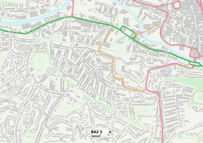 Gerahmter Druck : Bath und Nordost-Somerset BA2 3 Karte Gerahmter Druck : Bath und Nordost-Somerset BA2 3 Karte