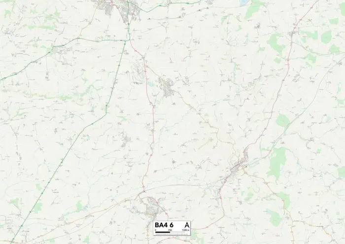 Gerahmter Druck : Mendip BA4 6 Karte Gerahmter Druck : Mendip BA4 6 Karte