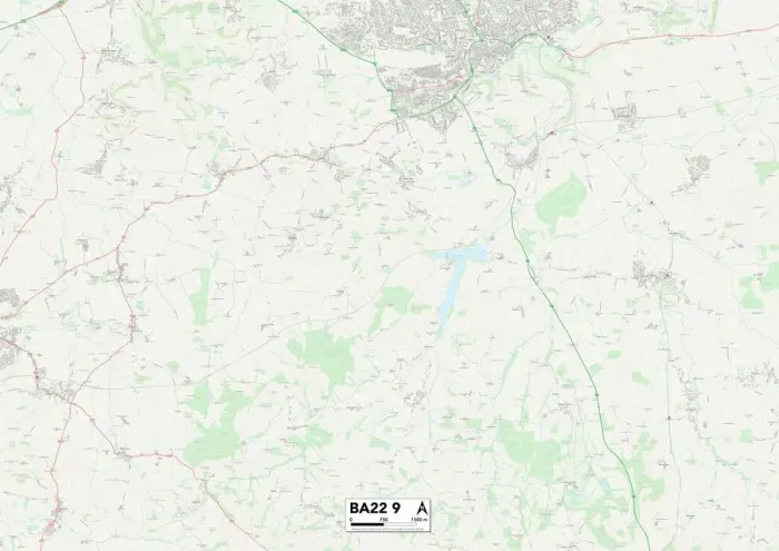 Gerahmter Druck : Süd-Somerset BA22 9 Karte Gerahmter Druck : Süd-Somerset BA22 9 Karte