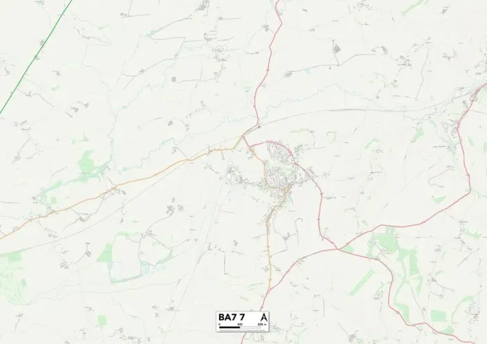 Gerahmter Druck : Süd-Somerset BA7 7 Karte