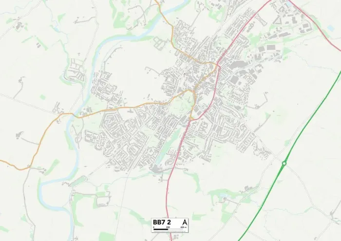 Gerahmter Druck : Ribble-Valley BB7 2 Karte Gerahmter Druck : Ribble-Valley BB7 2 Karte