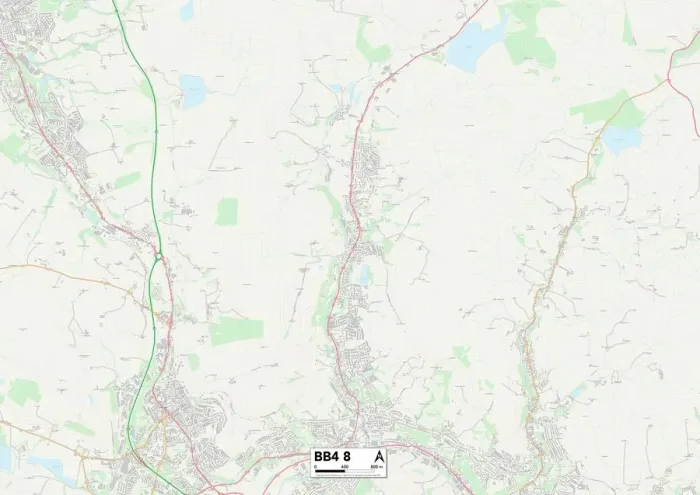 Gerahmter Druck : Rossendale BB4 8 Karte Gerahmter Druck : Rossendale BB4 8 Karte