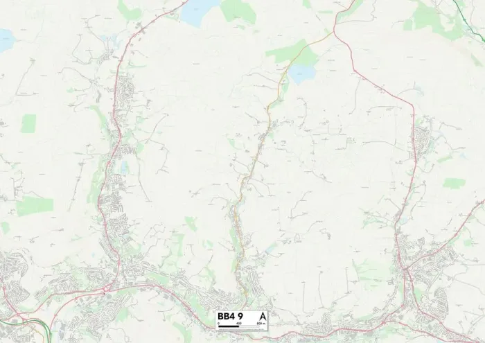 Gerahmter Druck : Rossendale BB4 9 Karte