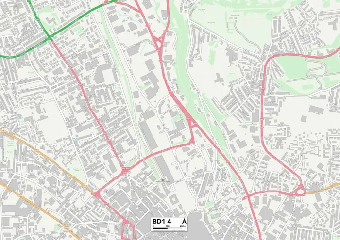 Gerahmter Druck : Bradford BD1 4 Karte