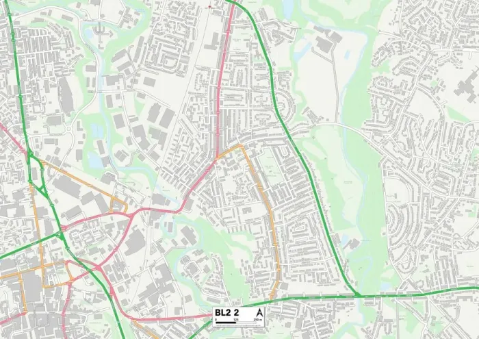 Gerahmter Druck : Boltons BL2-Map Gerahmter Druck : Boltons BL2-Map