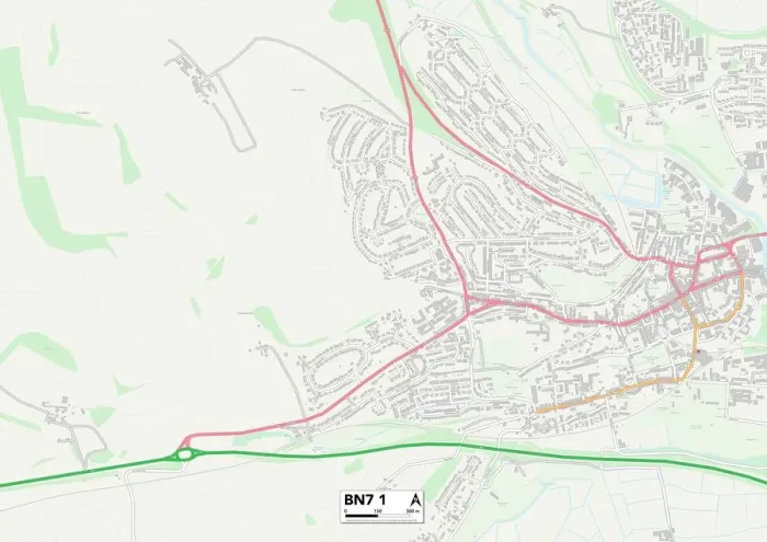Gerahmter Druck : Lewes BN7 1 Karte Gerahmter Druck : Lewes BN7 1 Karte