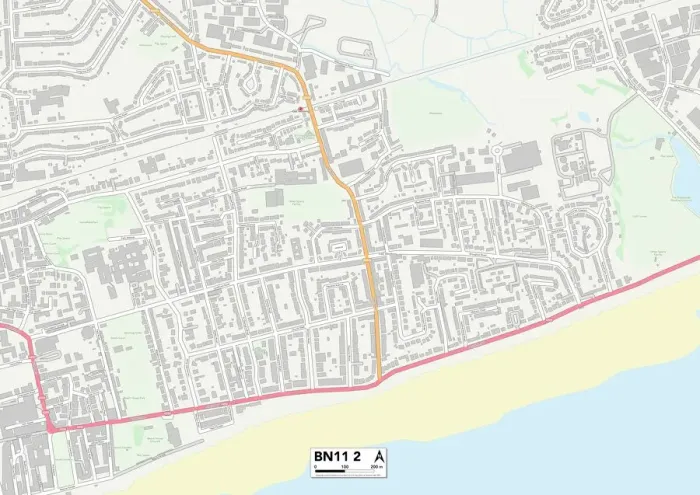 Gerahmter Druck : Worthing BN11 2 Karte Gerahmter Druck : Worthing BN11 2 Karte