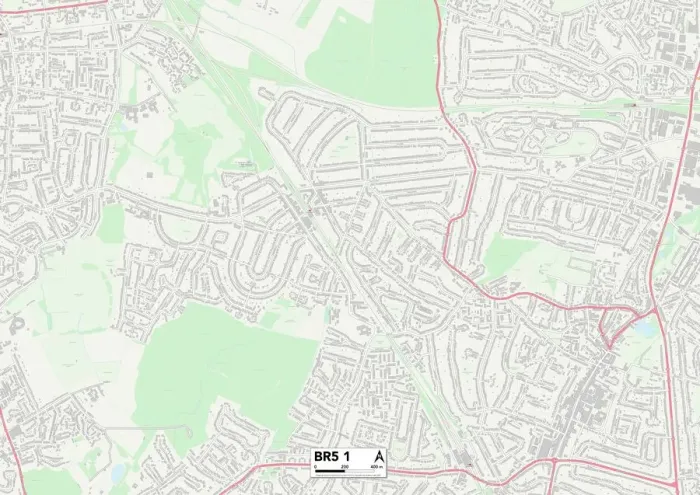 Gerahmter Druck : Bromley BR5 1 Karte Gerahmter Druck : Bromley BR5 1 Karte
