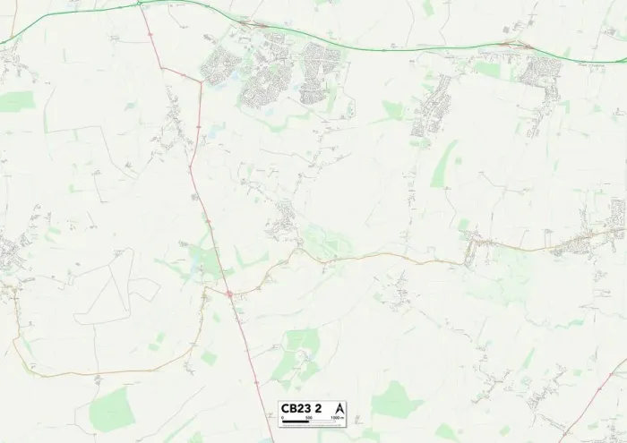 Gerahmter Druck : Kambridge CB23 2 Karte