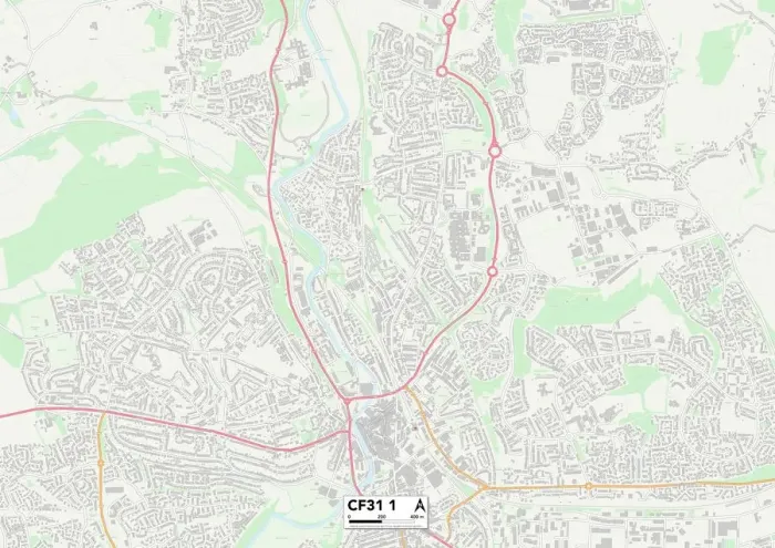 Gerahmter Druck : Bridgend CF31 1 Karte Gerahmter Druck : Bridgend CF31 1 Karte