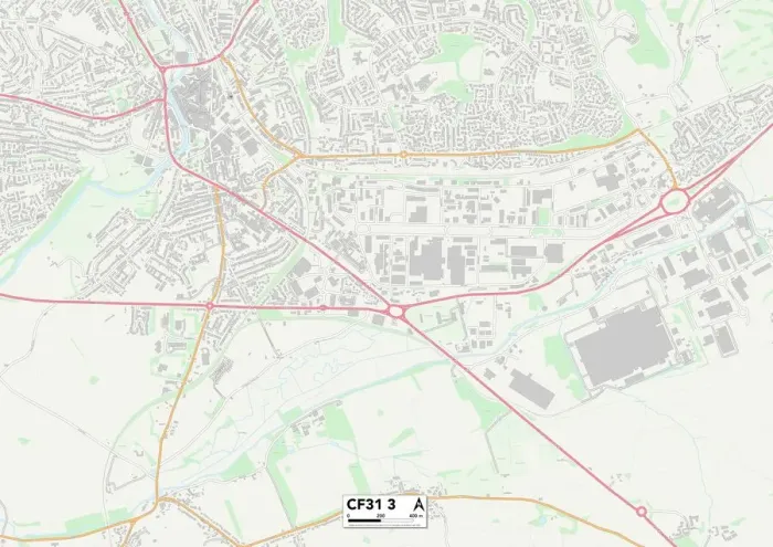 Gerahmter Druck : Bridgend CF31 3 Karte Gerahmter Druck : Bridgend CF31 3 Karte
