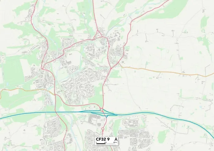 Gerahmter Druck : Bridgend CF32 9 Karte