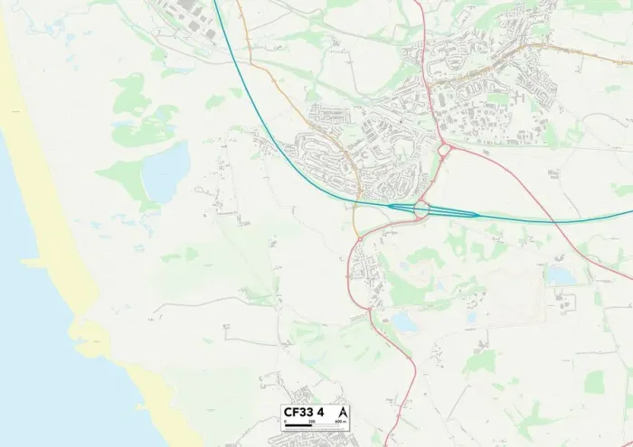 Gerahmter Druck : Bridgend CF33 4 Karte Gerahmter Druck : Bridgend CF33 4 Karte