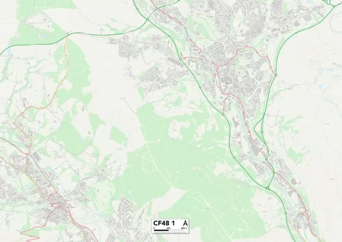 Gerahmter Druck : Merthyr Tydfil CF48 1 Karte Gerahmter Druck : Merthyr Tydfil CF48 1 Karte