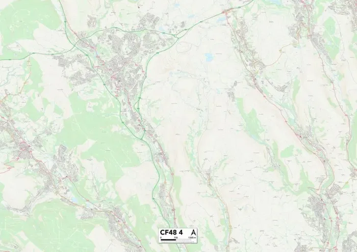 Gerahmter Druck : Merthyr Tydfil CF48 4 Map Gerahmter Druck : Merthyr Tydfil CF48 4 Map