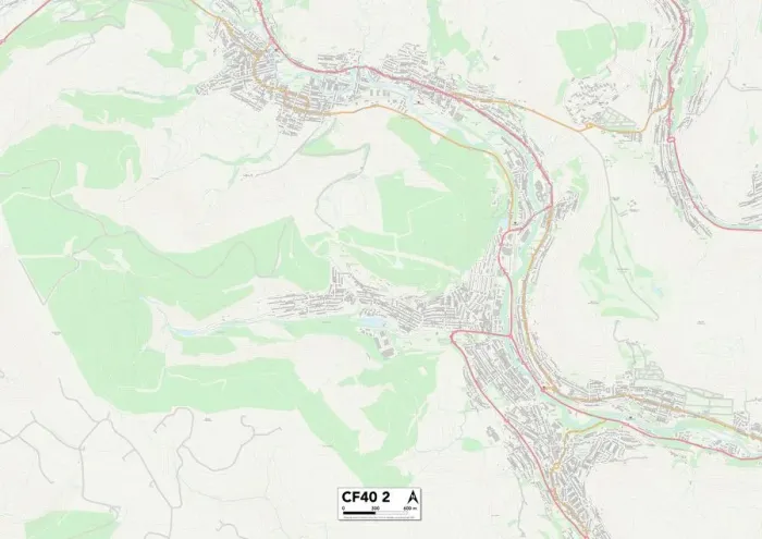 Gerahmter Druck : Rhondda Cynon Taf CF40 2 Karte Gerahmter Druck : Rhondda Cynon Taf CF40 2 Karte