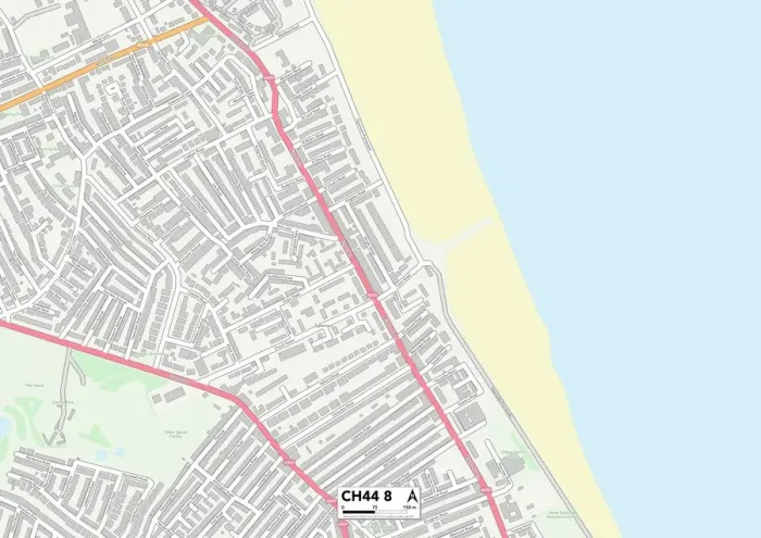 Gerahmter Druck : Wirral CH44 8 Karte Gerahmter Druck : Wirral CH44 8 Karte