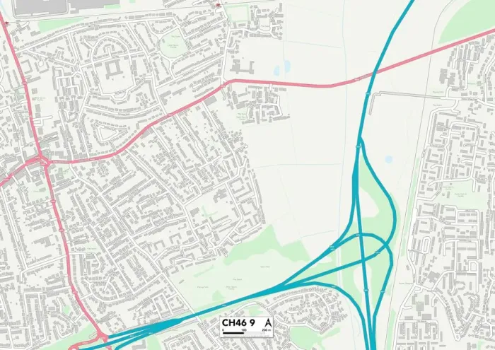 Gerahmter Druck : Wirral, Cheshire C46 9 Karte Gerahmter Druck : Wirral, Cheshire C46 9 Karte