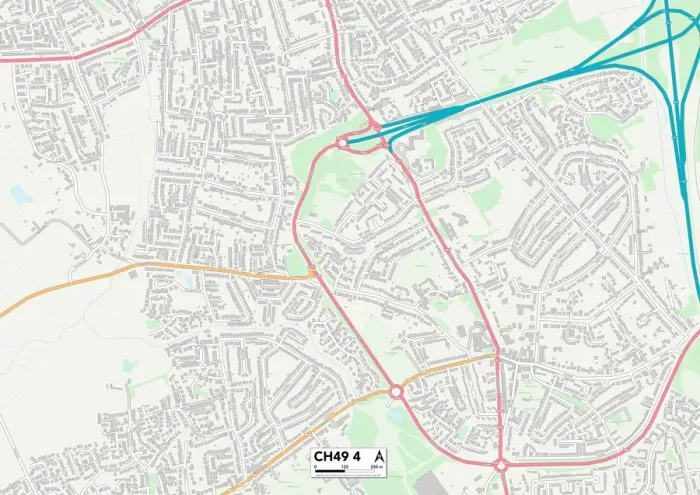 Gerahmter Druck : Wirral CH49 4 Karte Gerahmter Druck : Wirral CH49 4 Karte