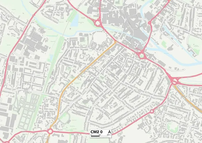 Gerahmter Druck : Chelmsford CM2 0 Karte