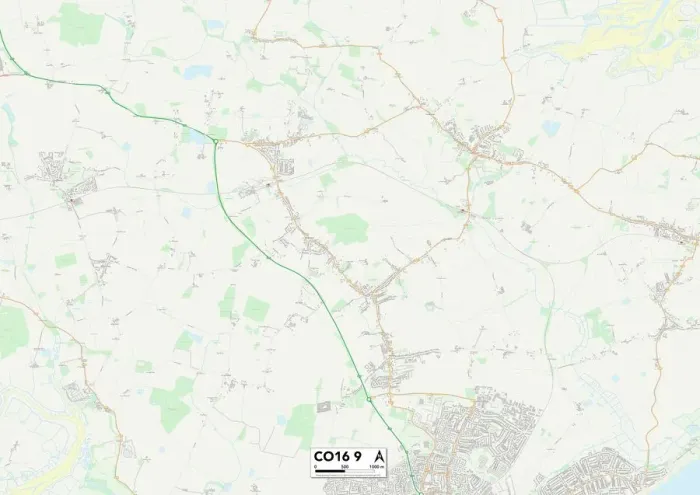 Gerahmter Druck : Tendring CO16 9 Karte Gerahmter Druck : Tendring CO16 9 Karte