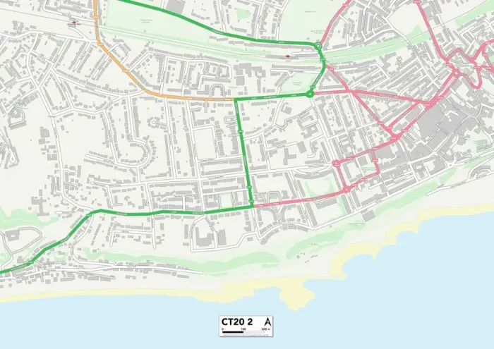 Gerahmter Druck : Folkestone CT20 2 Karte Gerahmter Druck : Folkestone CT20 2 Karte