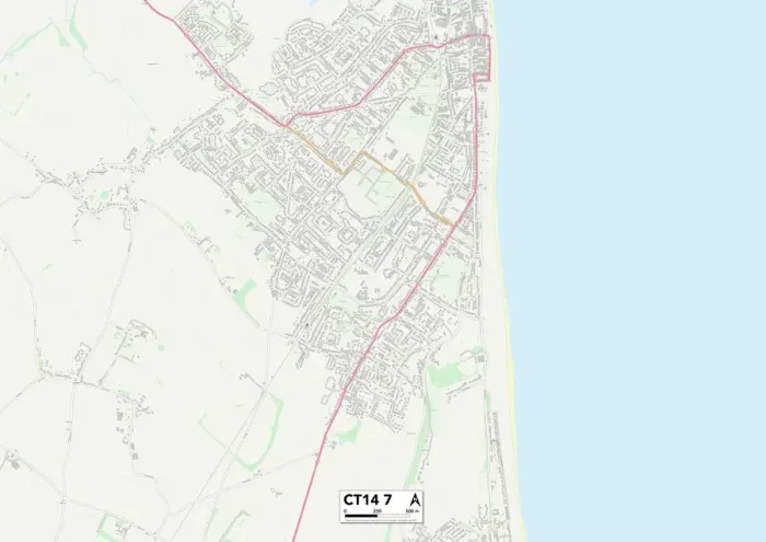 Gerahmter Druck : Kent CT14 7 Karte