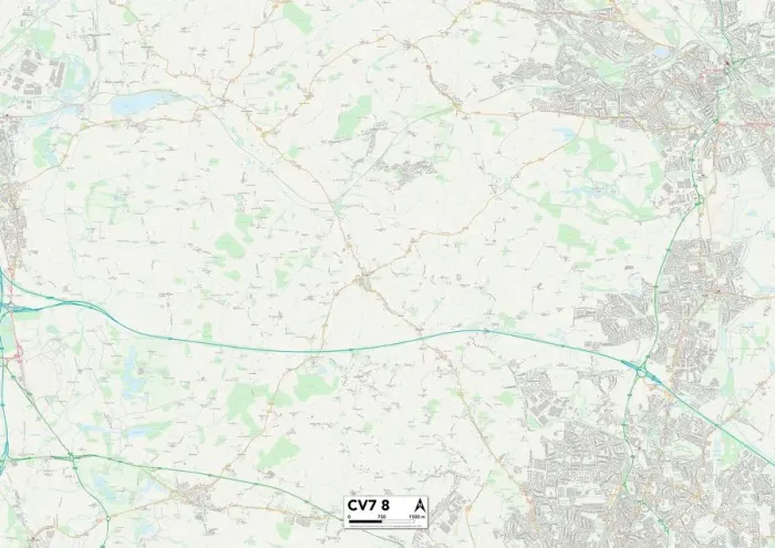 Gerahmter Druck : Koventrī CV7 8 Karte Gerahmter Druck : Koventrī CV7 8 Karte