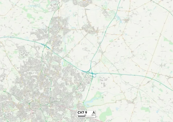 Gerahmter Druck : Köln CV7 9 Karte Gerahmter Druck : Köln CV7 9 Karte