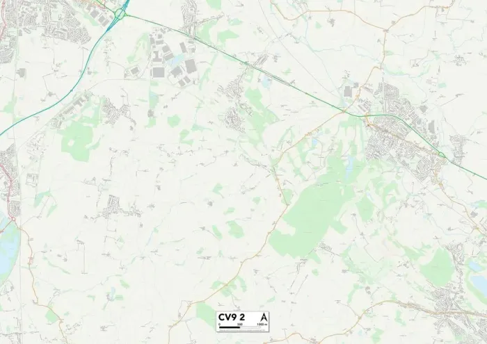 Gerahmter Druck : Nord-Warwickshire CV9 2 Karte Gerahmter Druck : Nord-Warwickshire CV9 2 Karte