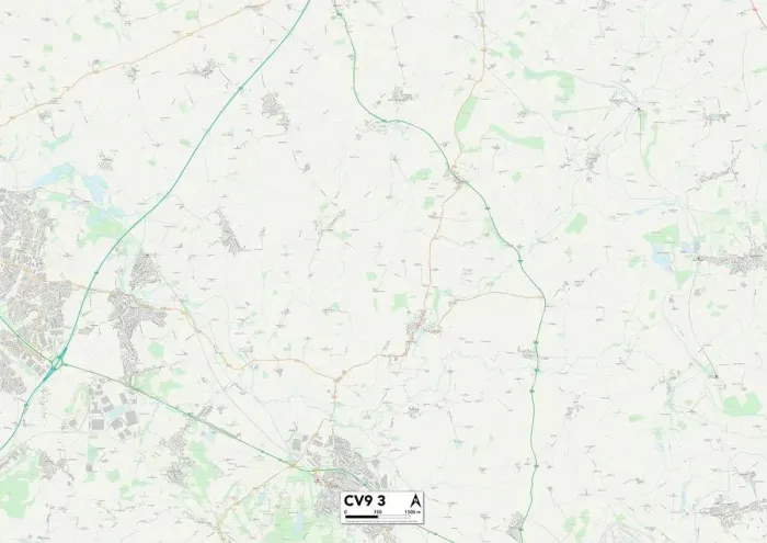 Gerahmter Druck : Nord-Warwickshire CV9 3 Karte Gerahmter Druck : Nord-Warwickshire CV9 3 Karte
