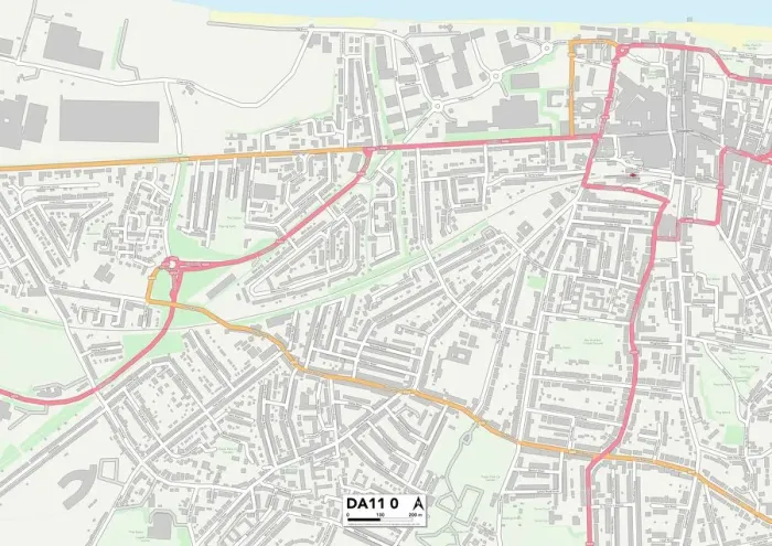 Gerahmter Druck : Gravesham DA11 0 Karte Gerahmter Druck : Gravesham DA11 0 Karte