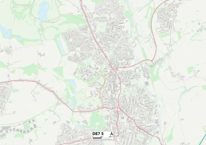 Gerahmter Druck : Erewash DE7 5 Karte Gerahmter Druck : Erewash DE7 5 Karte