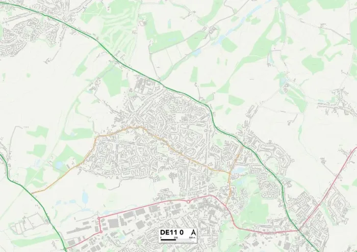Gerahmter Druck : Süd-Derbyshire DE11 0 Karte Gerahmter Druck : Süd-Derbyshire DE11 0 Karte