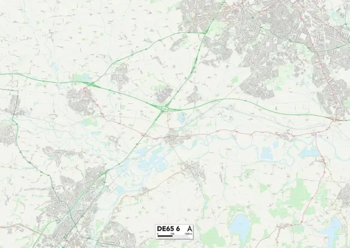 Gerahmter Druck : Süd-Derbyshire DE65 6 Karte Gerahmter Druck : Süd-Derbyshire DE65 6 Karte
