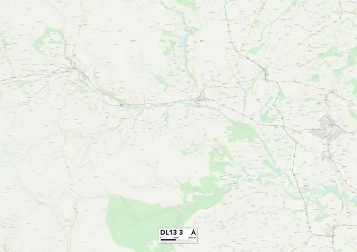 Gerahmter Druck : Grafschaft Durham DL13 3 Karte Gerahmter Druck : Grafschaft Durham DL13 3 Karte