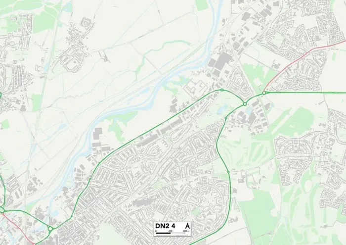 Gerahmter Druck : Doncaster DN2 4 Karte Gerahmter Druck : Doncaster DN2 4 Karte