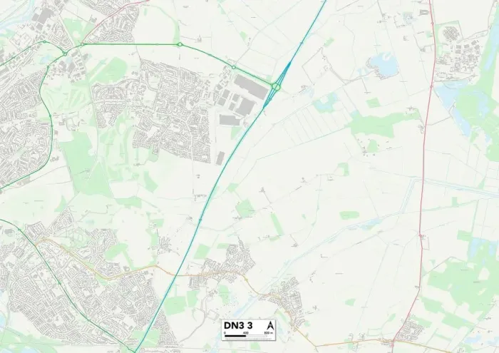 Gerahmter Druck : Doncaster DN3, 3 Karte