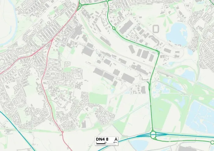 Gerahmter Druck : Doncaster DN4 8 Karte