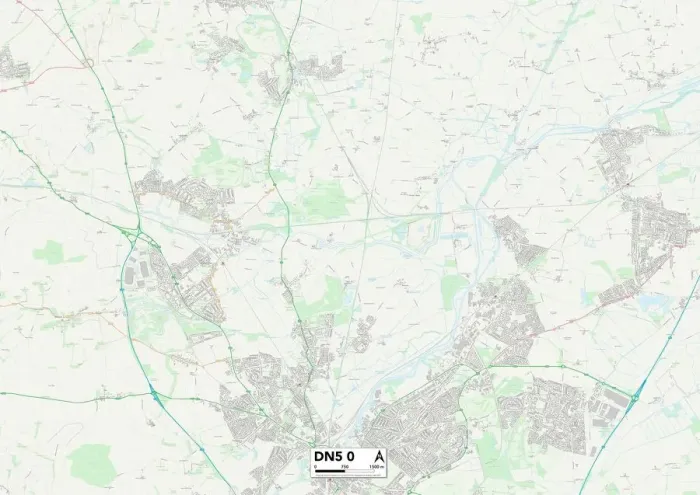 Gerahmter Druck : Doncaster DN5 0 Karte Gerahmter Druck : Doncaster DN5 0 Karte