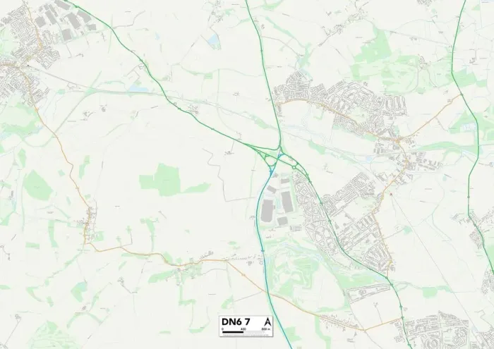 Gerahmter Druck : Doncaster DN6 7 Karte Gerahmter Druck : Doncaster DN6 7 Karte